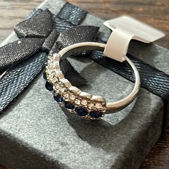 Micro Paved Sapphire Blue Zircon Ring Size 7 - Picture 3 of 3